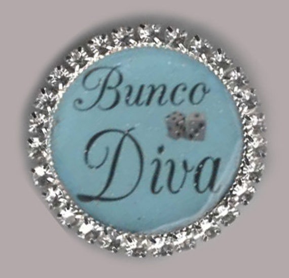 Bunco Prizes Brooch Gift Dice Game Diva Pin Jewelry Blue Rhinestones Game  Prize Under 10 Dollars 