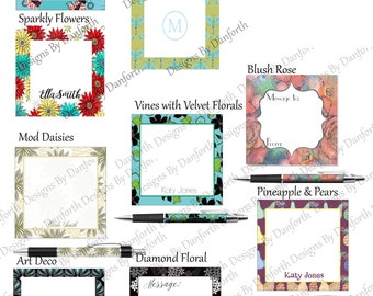 Personalized pen sticky note pad matching set for customized gift office cubicle decor Teacher gift office gift custom desk decor floral