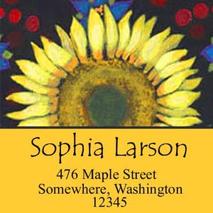 Return Address Labels Sunflower 70ct personalized address label peel and stick label sticker customized sunflower with cranberry square