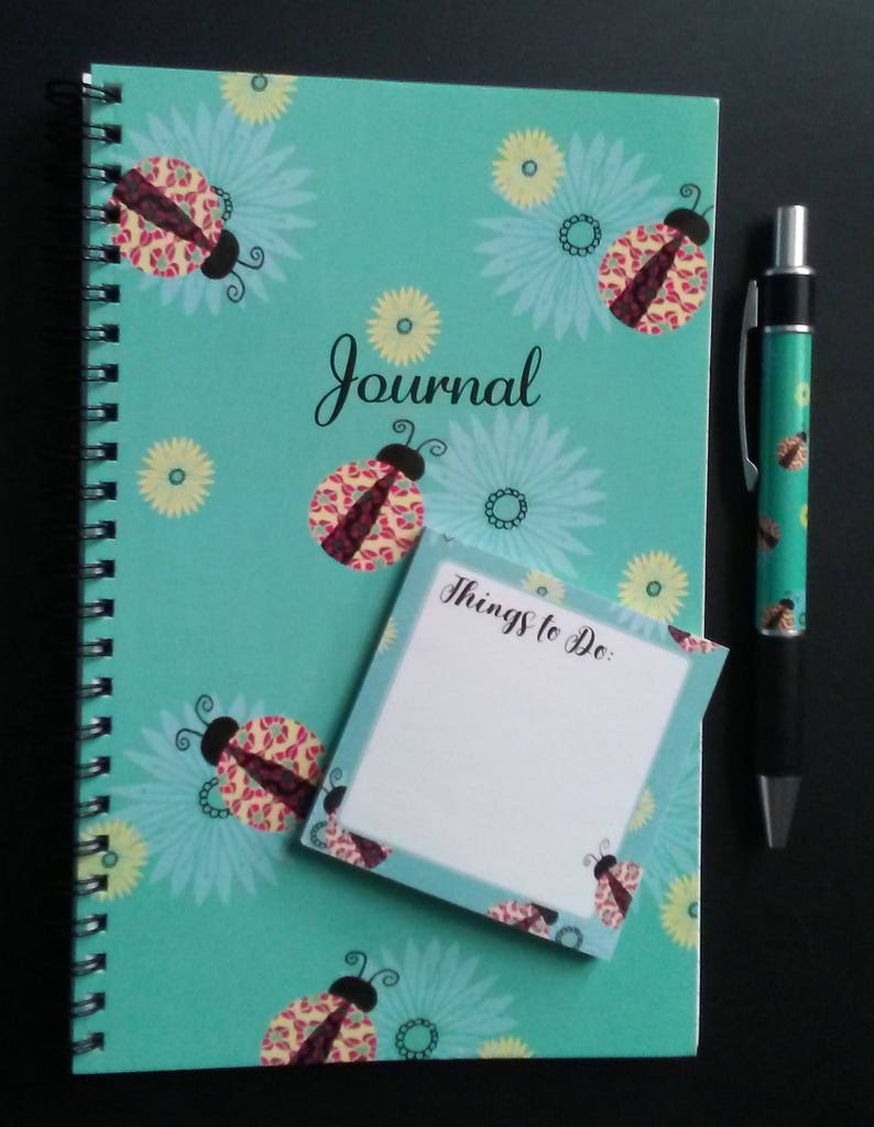 Home Office Stationery Set Spiral Notebook 80 Pages Lined Daisies