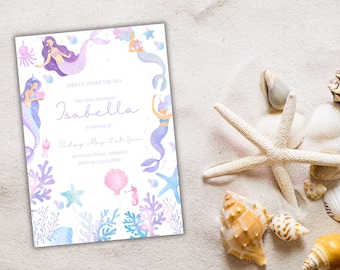 Mermaid Birthday Invitation Template