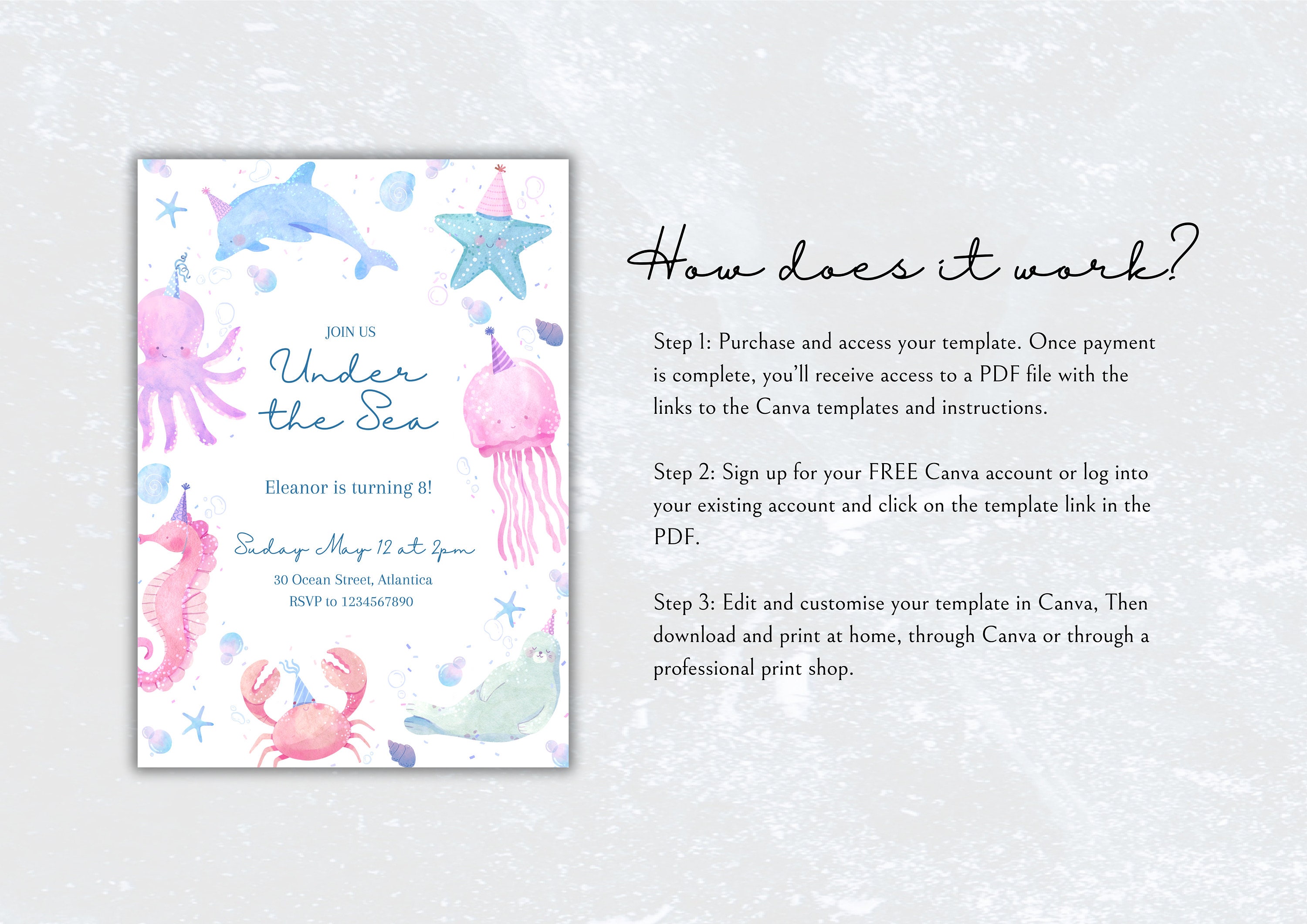 Under the Sea Birthday Invitation Printable, Under the Sea Editable Template, Children's ...