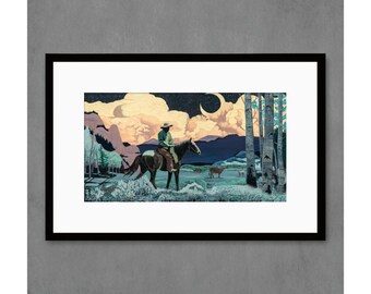 Midnight roundup limited edition paper print