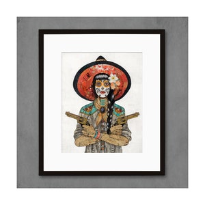 Vaquera Sudoeste Painted Lady limited edition paper print Black Framed 16 x 20 inches