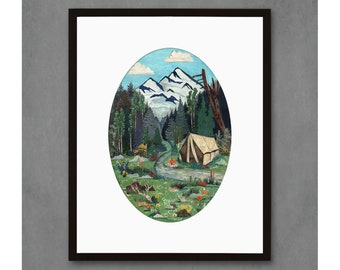 Tent Camping limited edition paper print