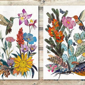 Hummingbird Wildflowers limited edition paper print image 3