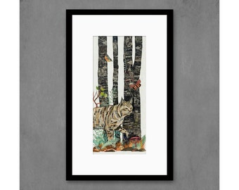 Midnight Forest (Bobcat) limited edition paper print