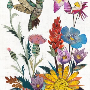 Hummingbird Wildflowers limited edition paper print image 2