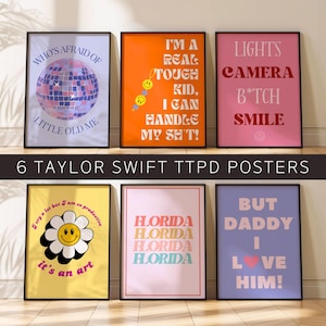 The Tortured Poets Department Posters Swiftie TTPD Lyrics Prints Set of 6 Subtle Swfitie Dorm Room Wall Art Taylor Swiftie Bedroom Posters