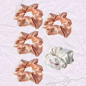 Personalized Satin Scrunchie Set: Embroidered Name, Handmade  display picture 1