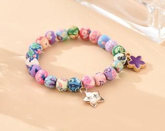 Suebito Bracelet Painted Flowers Suebito Bead Bracelet