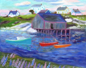 ORIGINAL PAINTING, Peggys Cove, by DM Laughlin