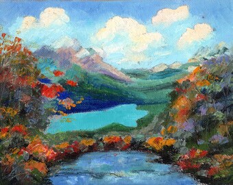 ORIGINAL PAINTING, Lake Peyote in the Rocky Mountains, by DM Laughlin