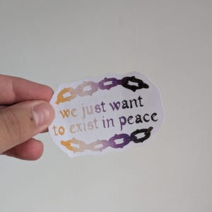 Pegatina "Solo queremos existir en paz" (colores del orgullo no binario) / LGBTQ+, derechos trans