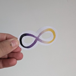 Pegatina con el símbolo del infinito (colores del orgullo no binario) / autismo, concienciación sobre el autismo, neurodiversidad