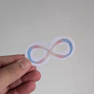 Pegatina con el símbolo del infinito (colores del orgullo trans) / autismo, concienciación sobre el autismo, neurodiversidad