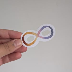 Pegatina con el símbolo del infinito (colores del atardecer) / autismo, concienciación sobre el autismo, neurodiversidad