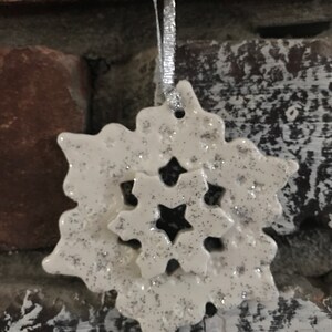 Sweet Snowflake Ornament by Sweetpea Cottage Pottery FREE SHIPPING image 2