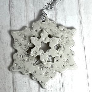 Sweet Snowflake Ornament by Sweetpea Cottage Pottery FREE SHIPPING image 1