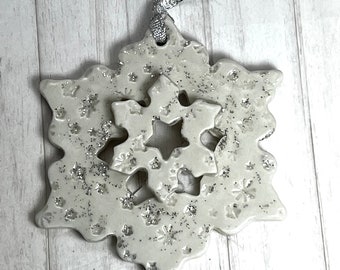Sweet Snowflake Ornament by Sweetpea Cottage Pottery - FREE SHIPPING