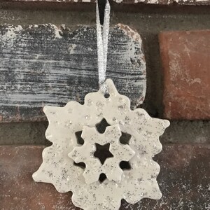 Sweet Snowflake Ornament by Sweetpea Cottage Pottery FREE SHIPPING image 3