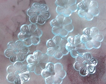 60 pcs. vintage aqua blue flower beads 10mm - r103