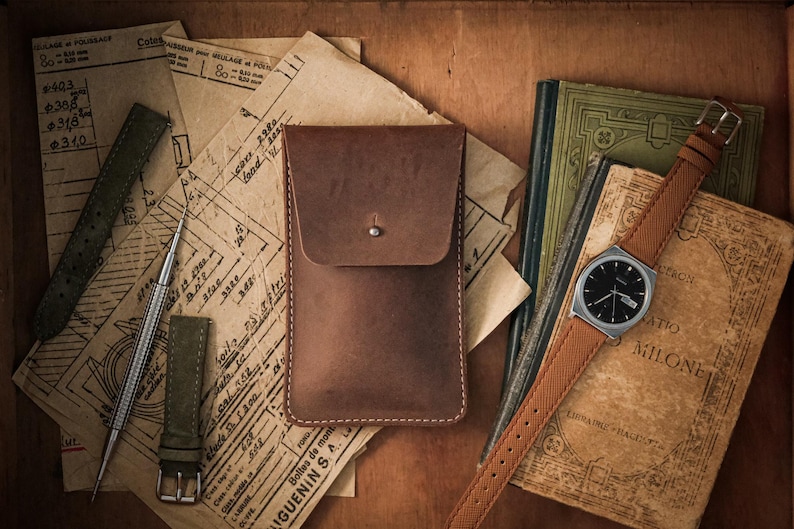 New Vintage Brown Leather Watch Pouch – Handmade Watch Case – Travel Watch Holder – Luxury Watch Storage – Personalized Gift image 2