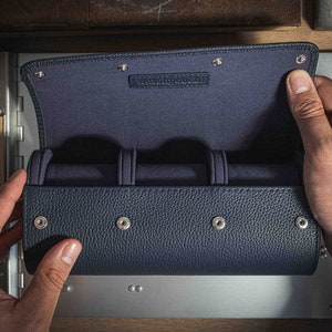 Custodia da viaggio per orologi in pelle pieno fiore con cuscini modulari | Organizer per orologi da uomo fatto a mano | Custodia per orologio premium da regalo per uomo 