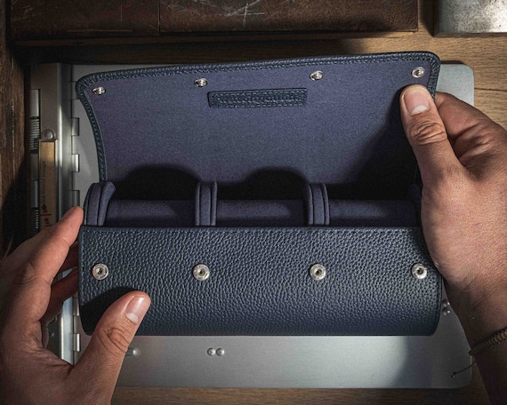 Full Grain Leather Watch Roll Travel Case with Modular Cushions | Handmade Men's Watch Organizer | Premium Watch Case Gift for Men 