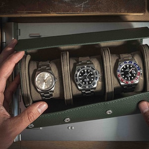 Custodia da viaggio per orologi in pelle pieno fiore con cuscini modulari | Organizer per orologi da uomo fatto a mano | Custodia per orologio premium in regalo per uomo