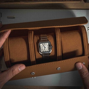 Custodia da viaggio per orologi in pelle pieno fiore con cuscini modulari | Organizer per orologi da uomo fatto a mano | Custodia per orologio premium in regalo per uomo