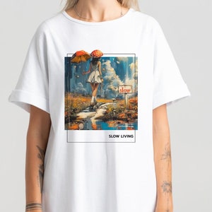 Short Sleeve Dress &quot;Slow Living&quot; | Cotton T-Shirt Dress with Pockets | Long T-Shirt Dress | Basic Stretch T-Shirt Dress for Women