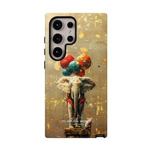 Custodia protettiva resistente a doppio strato con stampa elefante per Samsung Galaxy - per contenere un mondo / Custodia con stampa artistica adatta ai modelli S10, S21, S22, S23, S24