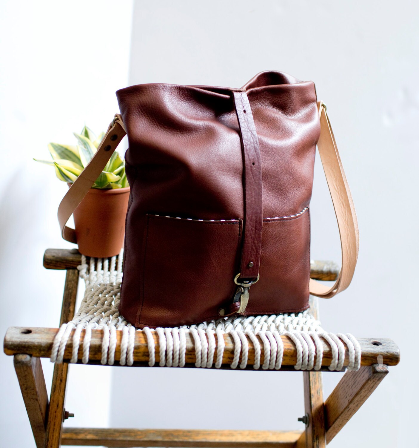 Women's Leather Tote Leather Crossbody Market Bag Market Etsy