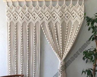 Macrame Curtain, Door or Window Curtain, Boho Art Decor, Room Divider, Handmade Curtain
