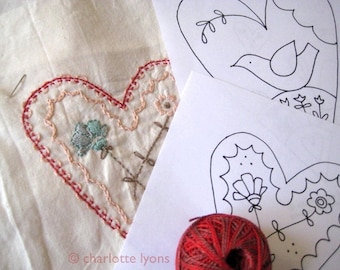 PDF love hearts and flowers valentine stitch designs