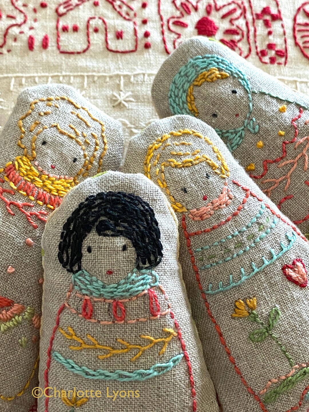 Embroidered Dolls or Sampler PDF Pattern and Instructions Etsy
