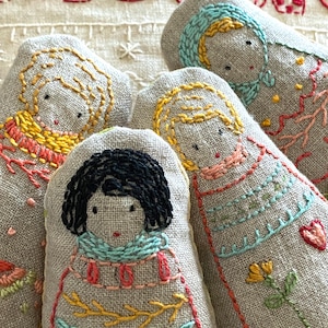 embroidered dolls or sampler PDF pattern and instructions