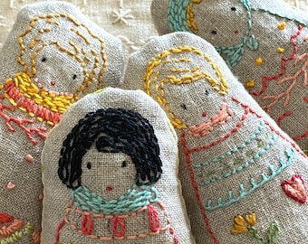 embroidered dolls or sampler PDF pattern and instructions