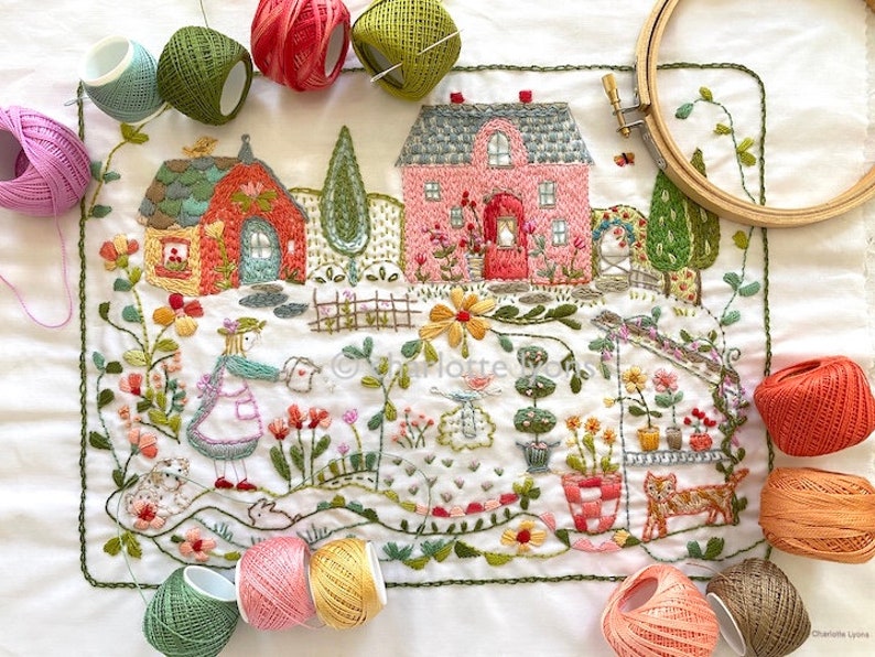 Oak Park Garden Sampler to stitch and embroider image 1