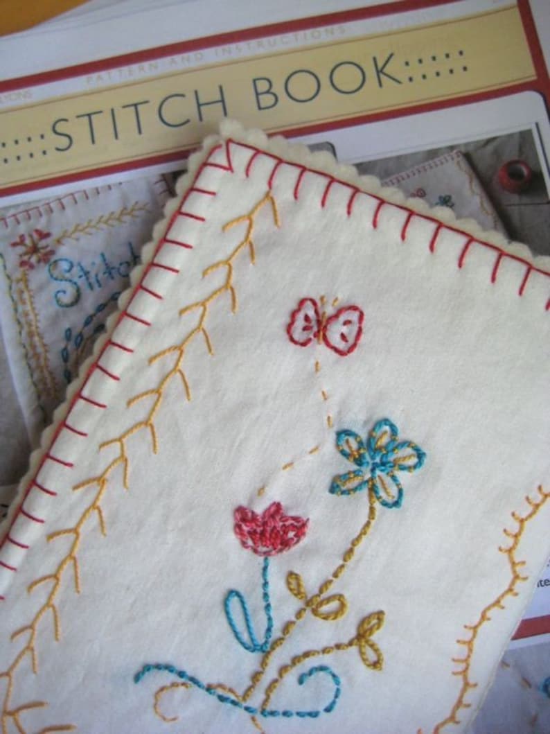 embroidered fabric stitch book to make for sketch, journal or needlework PDF image 2