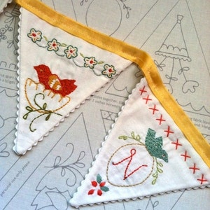 birdie banner - embroidery and stitching sampler