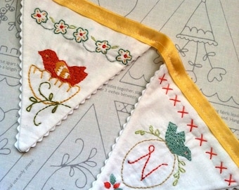 birdie banner - embroidery and stitching sampler