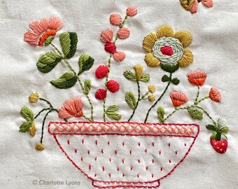 the Flower Bowl PDF embroidery and felt pattern and instructions