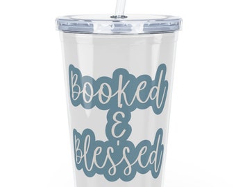 Musical Theater Gift - Booked & Blessed Tumbler. The perfect musical gift for your theater fan or singer with a Positive Affirmations cup