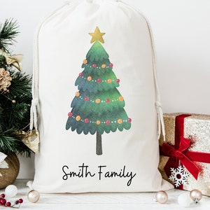 Custom Christmas Sack, Christmas Gift Bag, Drawstring Santa Sack, Santa Bag, Vintage gift bag, Traditional Christmas