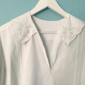 Antique 1900 nightgown / embroidered white cotton / handmade / Made in France