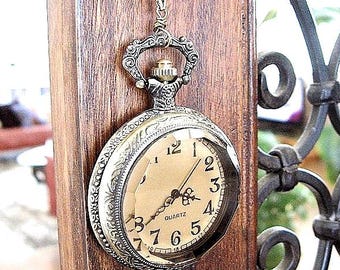 Steampunk Vintage Messing Taschenuhr Halskette: Arbeiten Kristall Gesicht, Gold Stahl 61 cm Kette, Steampunk Halskette
