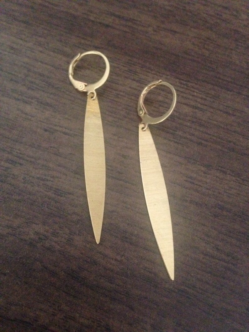 Gold Shard Earrings Lightweight Brass Earrings Modern Drop Earrings, Simple, Minimalist Earrings, black women owned shop gifts under 30 image 3