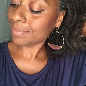 Chunky Gold Hoops, Large copper hoop earrings/black owned jewelry shop, brass bohemian hoop earrings black women owned shop, Iōanna Earrings image 3